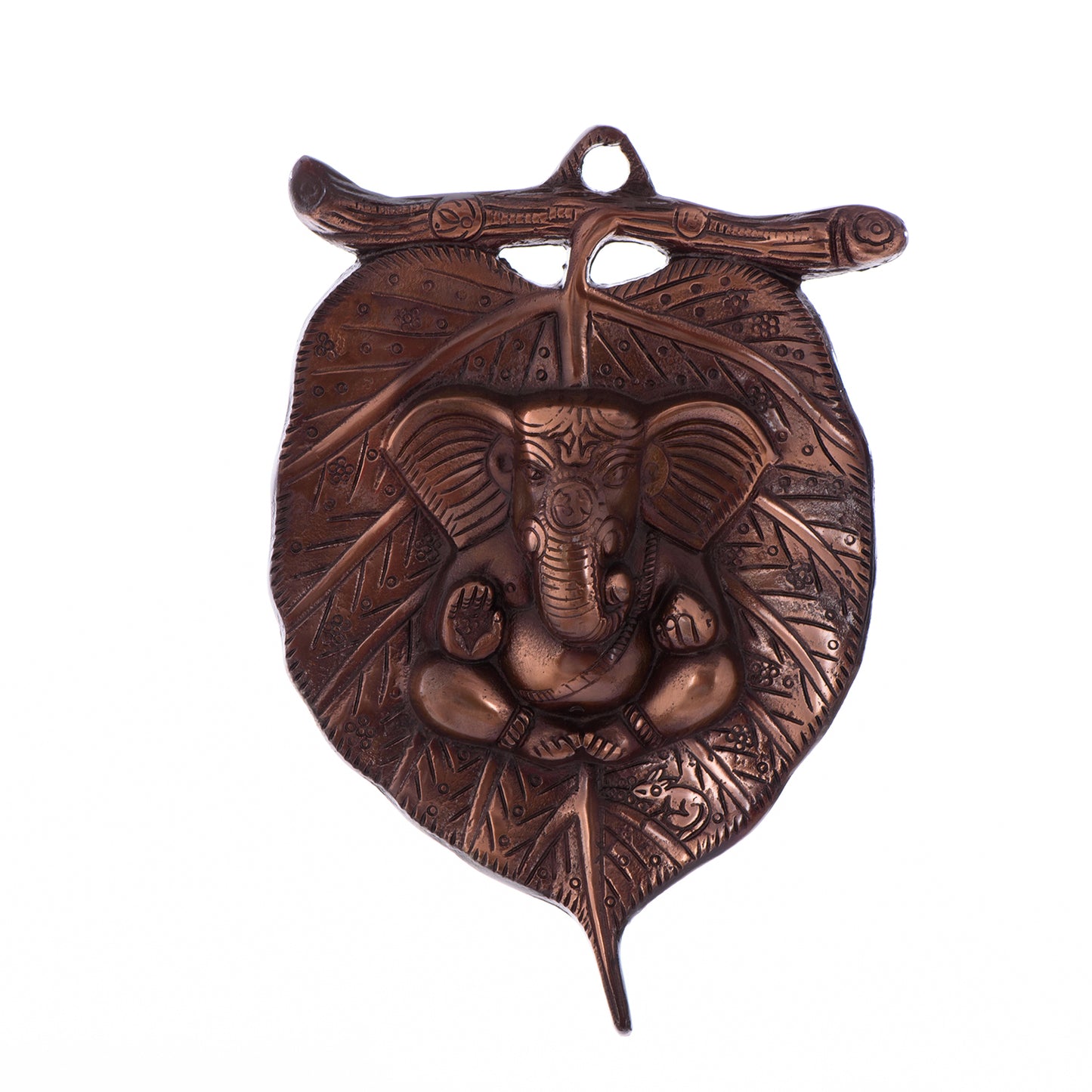 eCraftIndia Metal wall hanging of Lord Ganesha on Leaf
